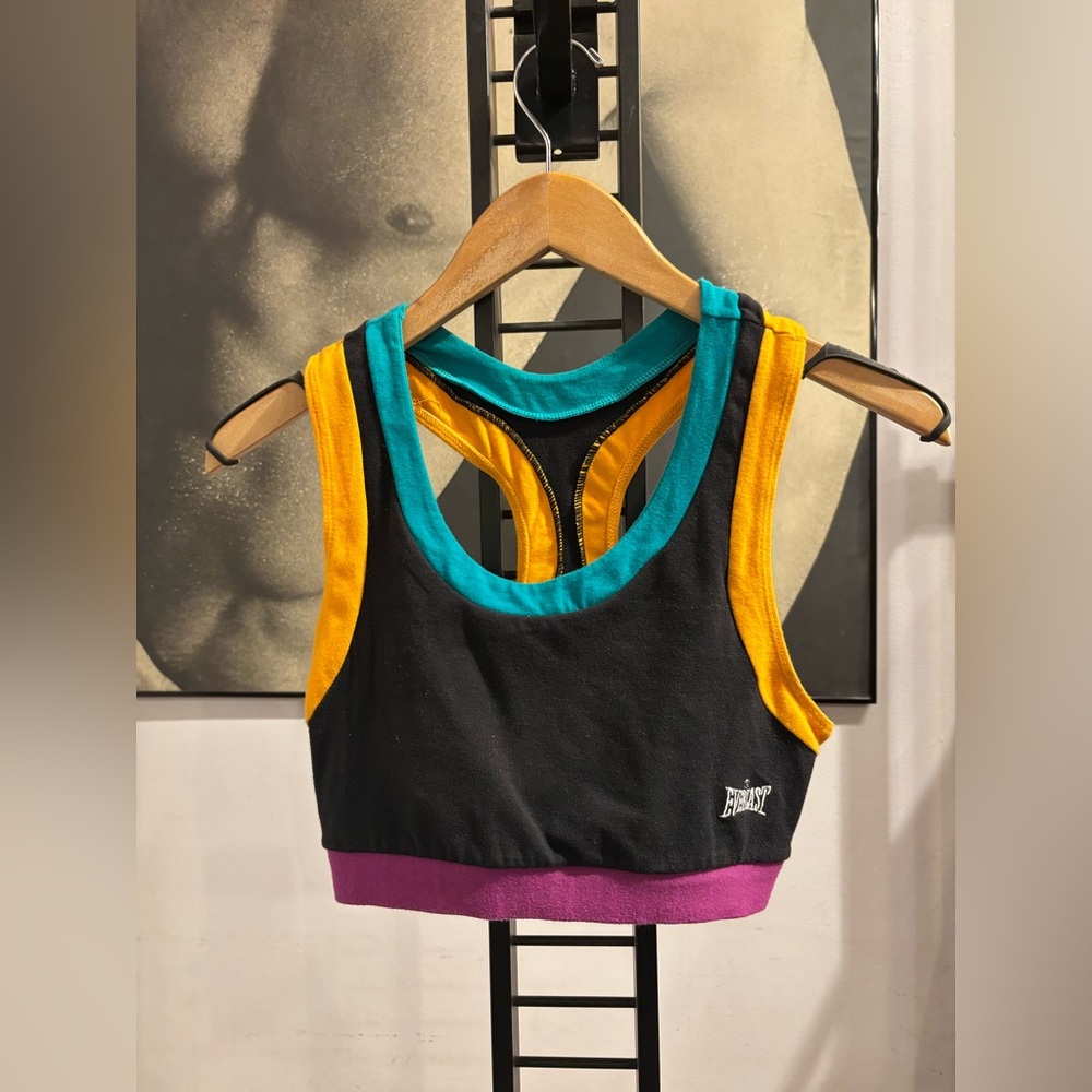Vintage 80s Everlast Women's Colorblock Sports Top Cotton Stretch L
